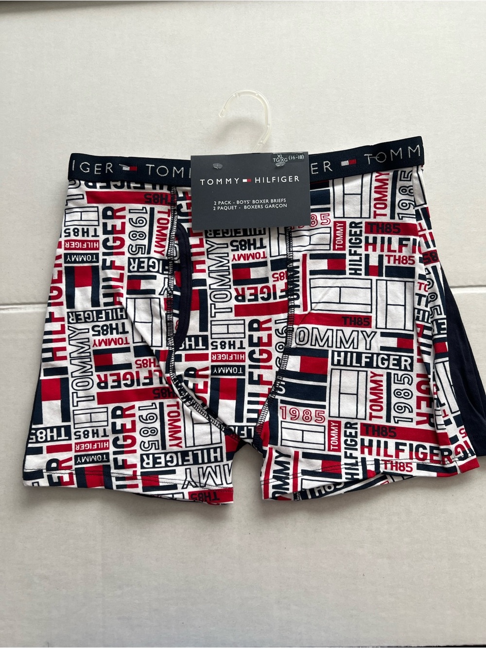 Tommy Hilfiger boys Red, White & Navy Logo Boxer Briefs - 2 Pack